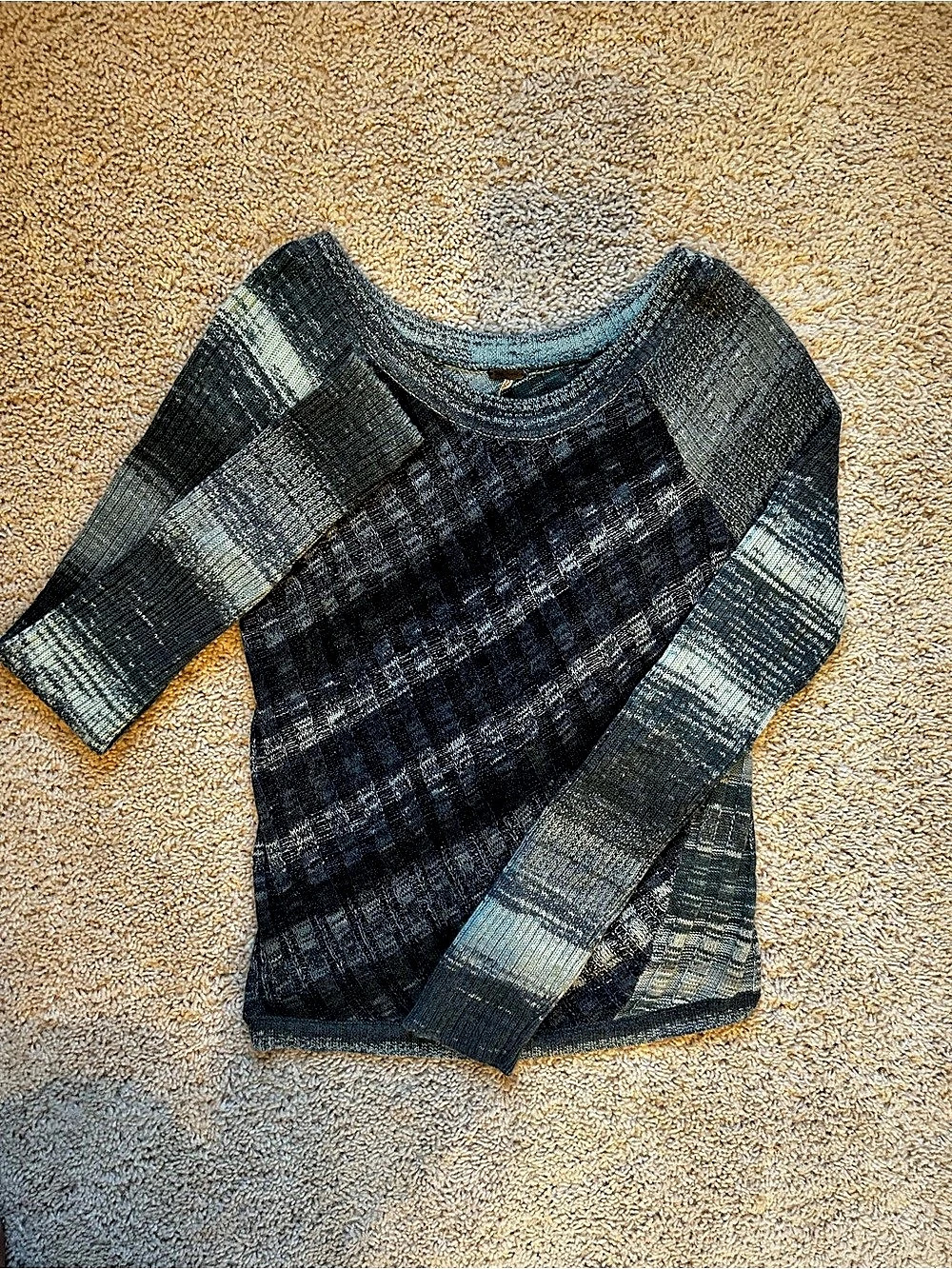 Free People Striped Knit Sweater in Blue Size Medium